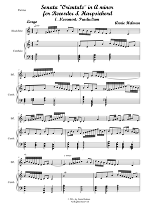 Sonata "Orientale" in A minor for Recorder and Piano