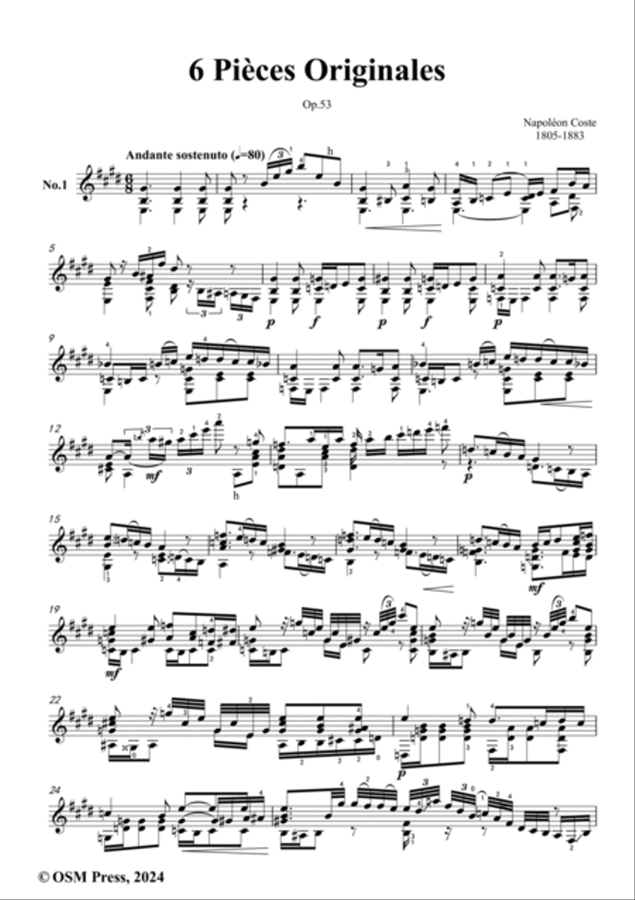 Coste-6 Pièces Originales,Op.53,for Guitar Acoustic Guitar scores gallery preview page 2