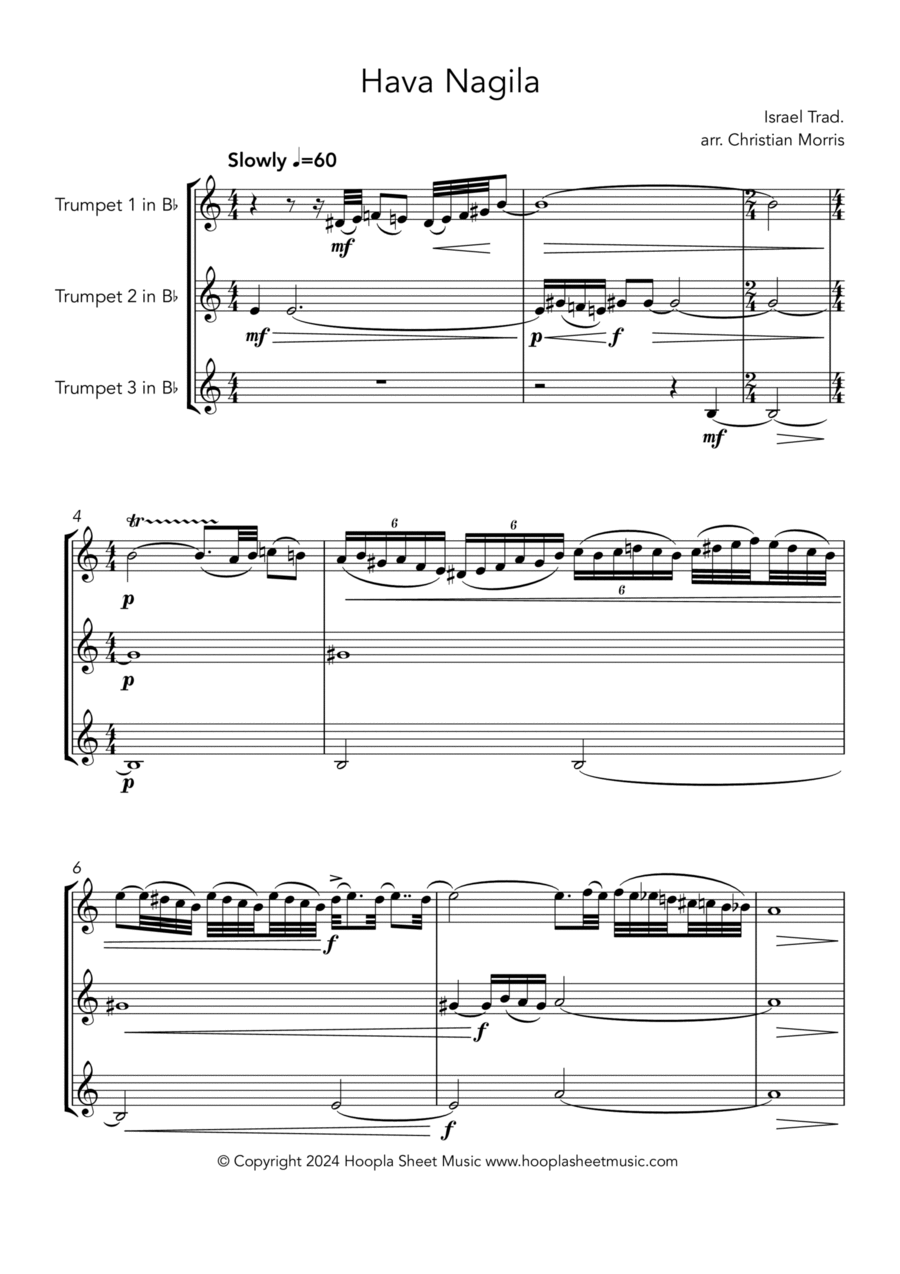 Hava Nagila Trumpet Solo scores gallery preview page 1