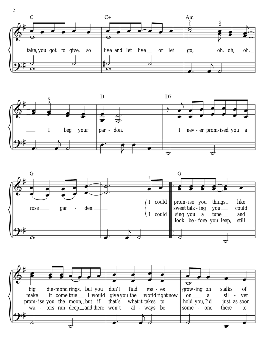 (I Never Promised You A) Rose Garden Easy Piano scores gallery preview page 2