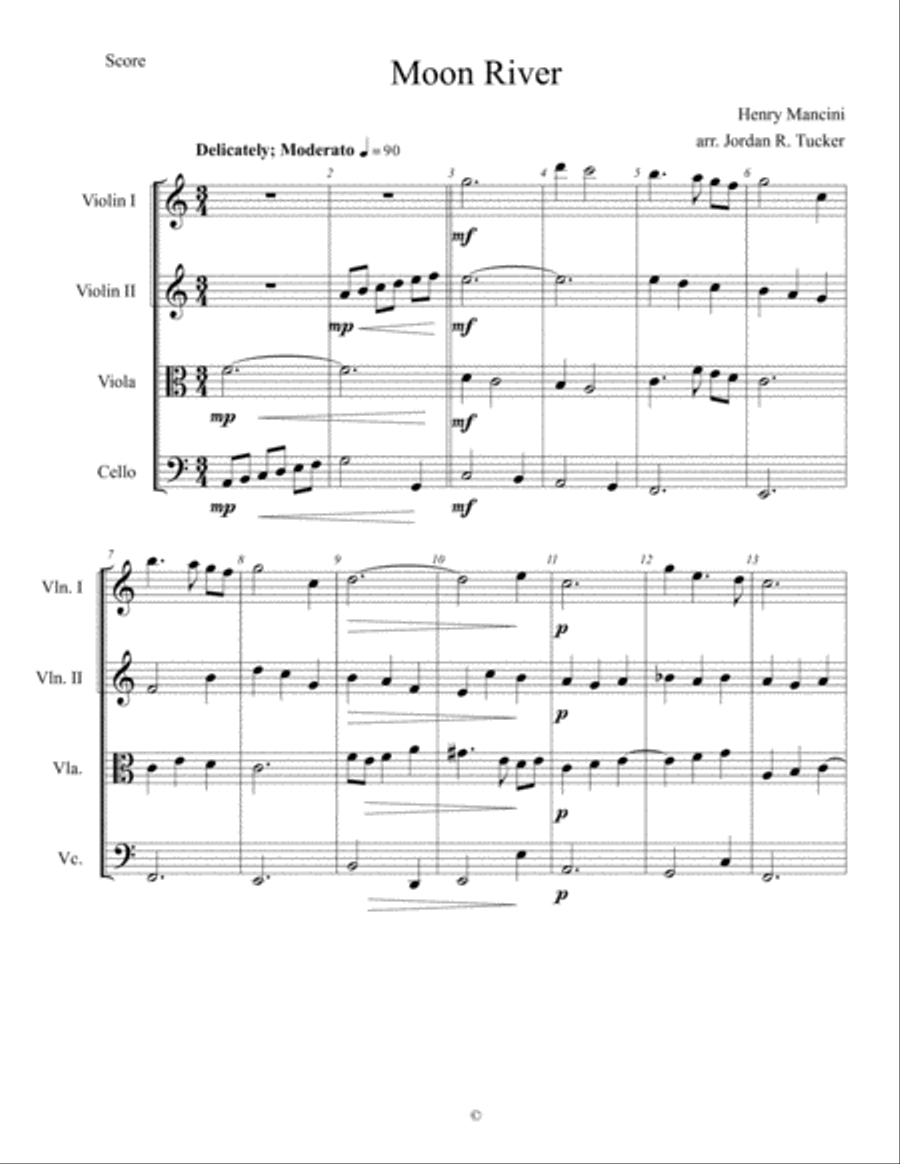Moon River String Quartet scores gallery preview page 1