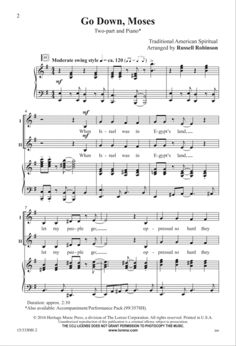 Go Down, Moses 2-Part scores gallery preview page 2
