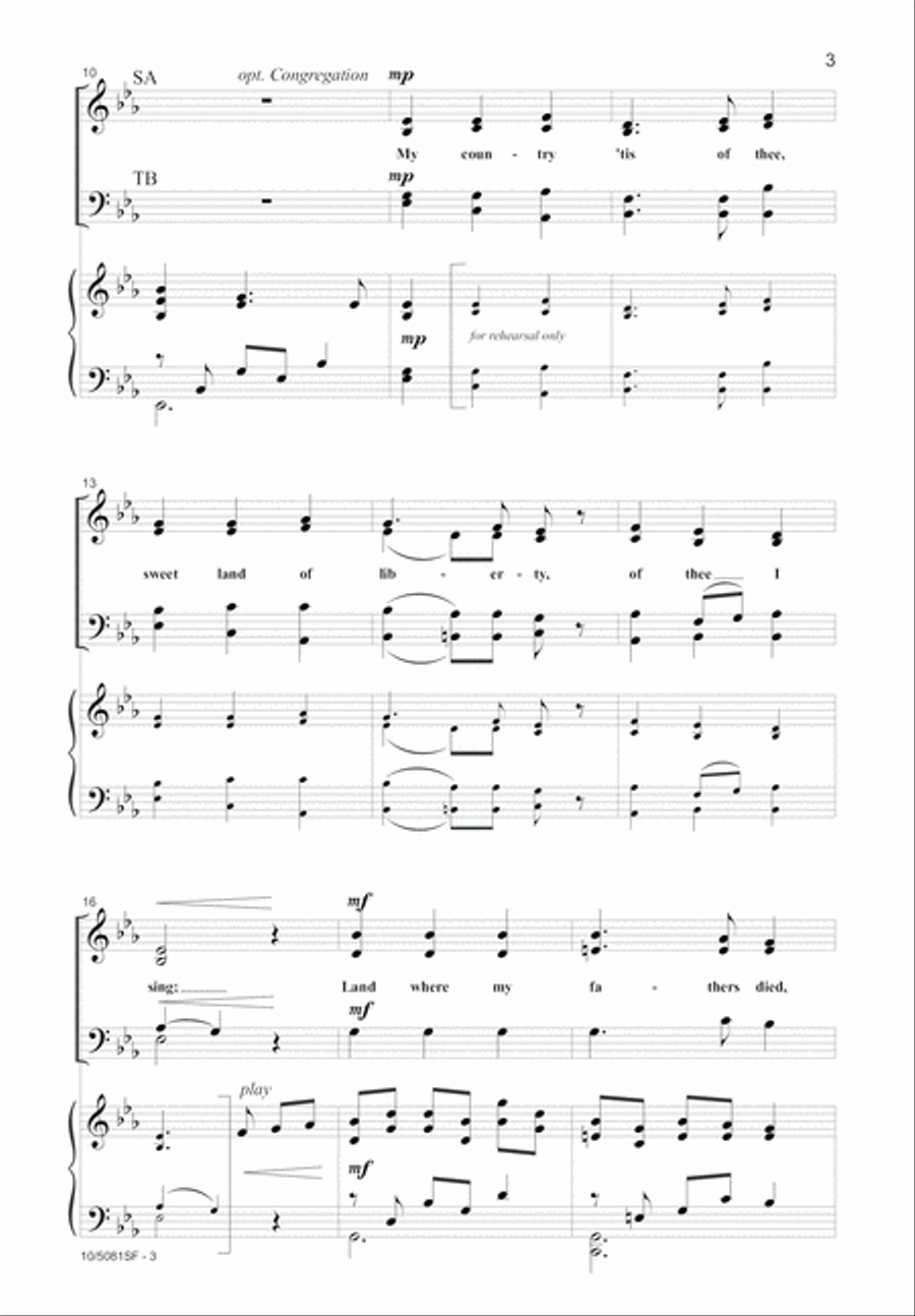 My Country, 'Tis of Thee 4-Part scores gallery preview page 3