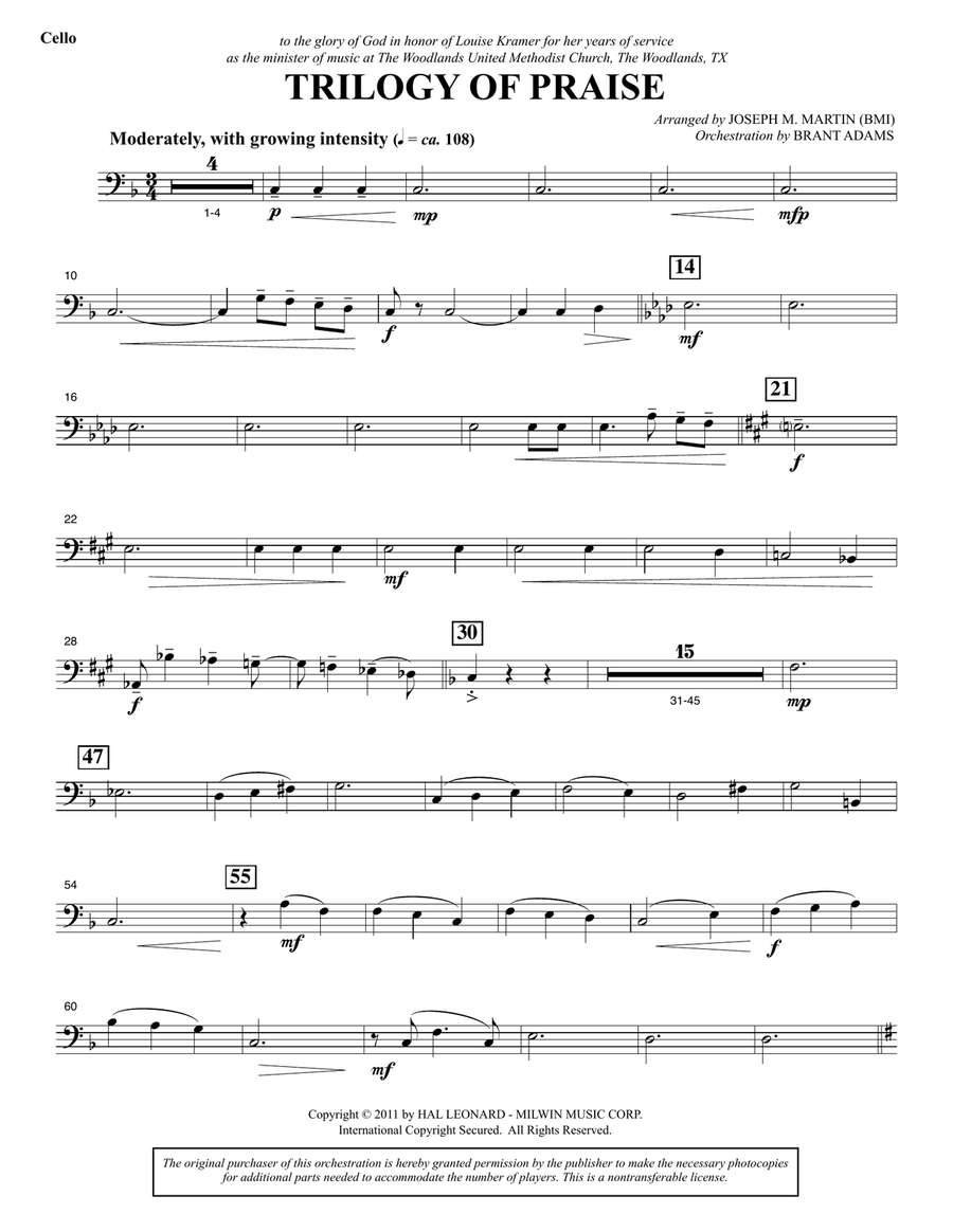 Trilogy Of Praise - Cello