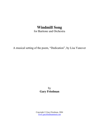 Windmill Song (for baritone and orchestra)