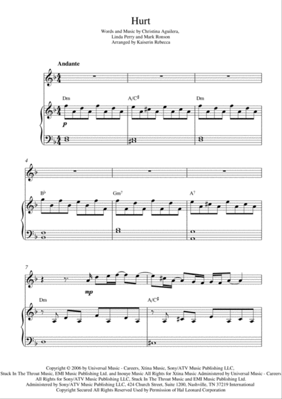 Hurt Violin Solo scores gallery preview page 1