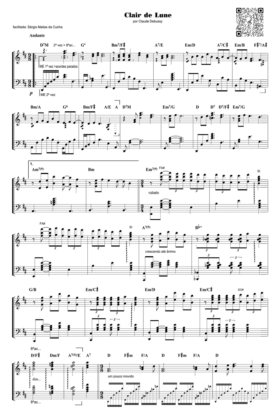 Clair de Lune Piano Solo scores gallery preview page 1