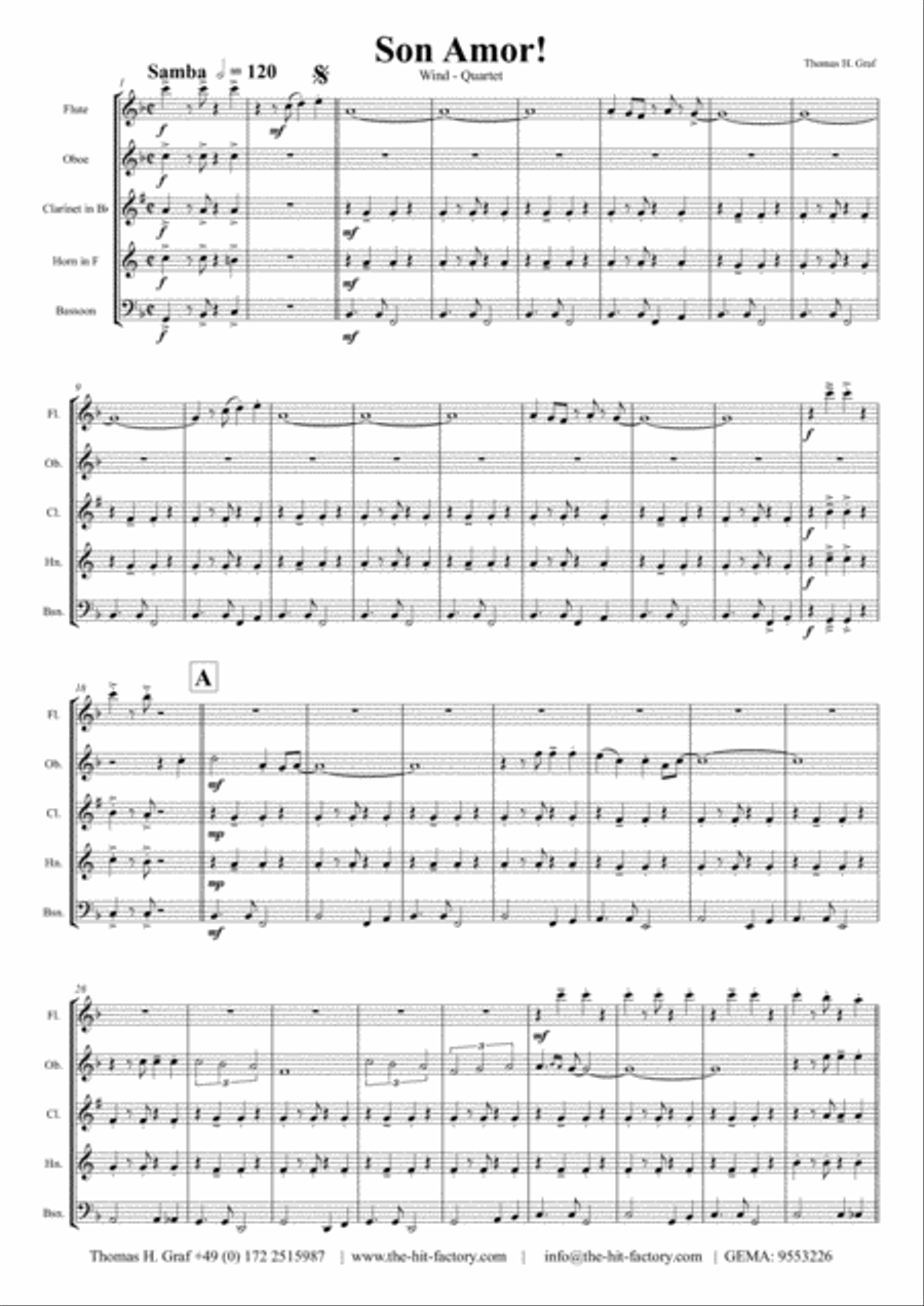 Son amor! - Samba - Wind Quintet Woodwind Quintet scores gallery preview page 2