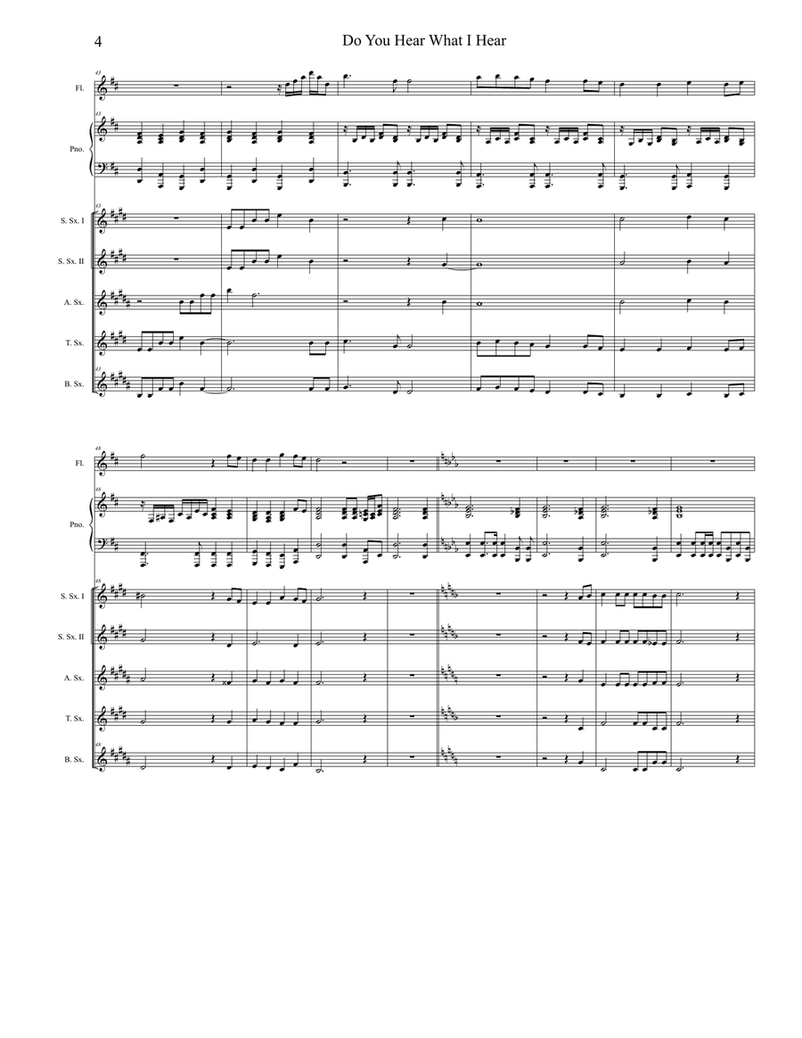 Do You Hear What I Hear Saxophone Quintet scores gallery preview page 4