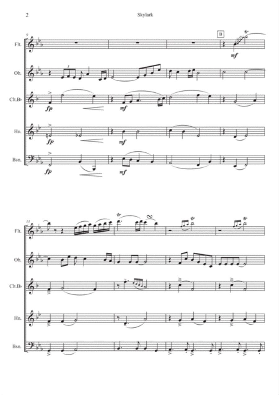 Skylark Skylark Woodwind Quintet scores gallery preview page 4