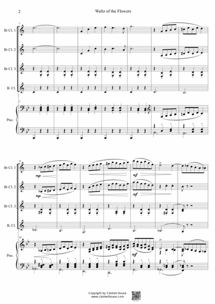 Waltz of the Flowers from ‘The Nutcracker’ for Clarinet Quartet & Piano image number null