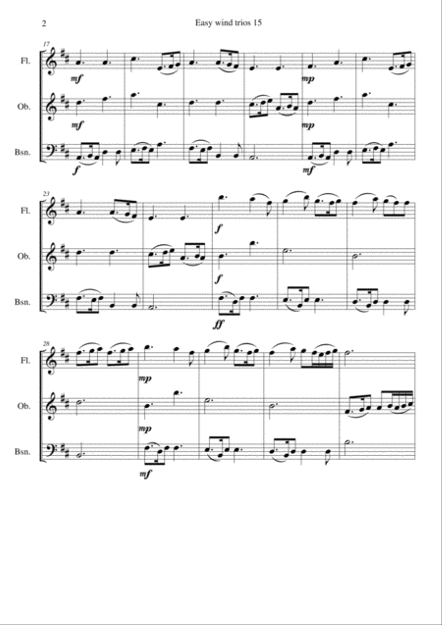 The Skye boat song (Speed bonny boat) for wind trio (flute, oboe, bassoon) Woodwind Trio scores gallery preview page 2