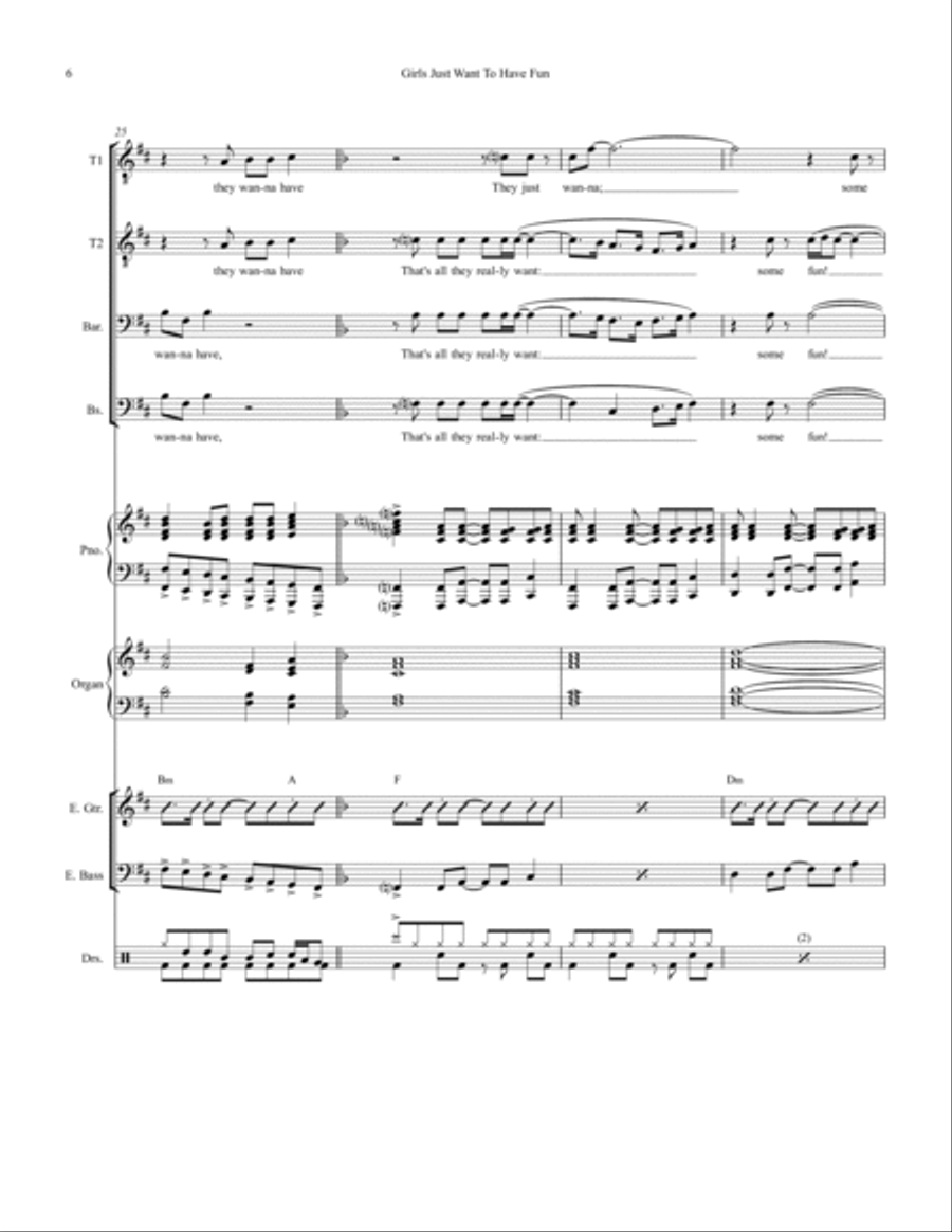Girls Just Want To Have Fun Small Ensemble scores gallery preview page 6