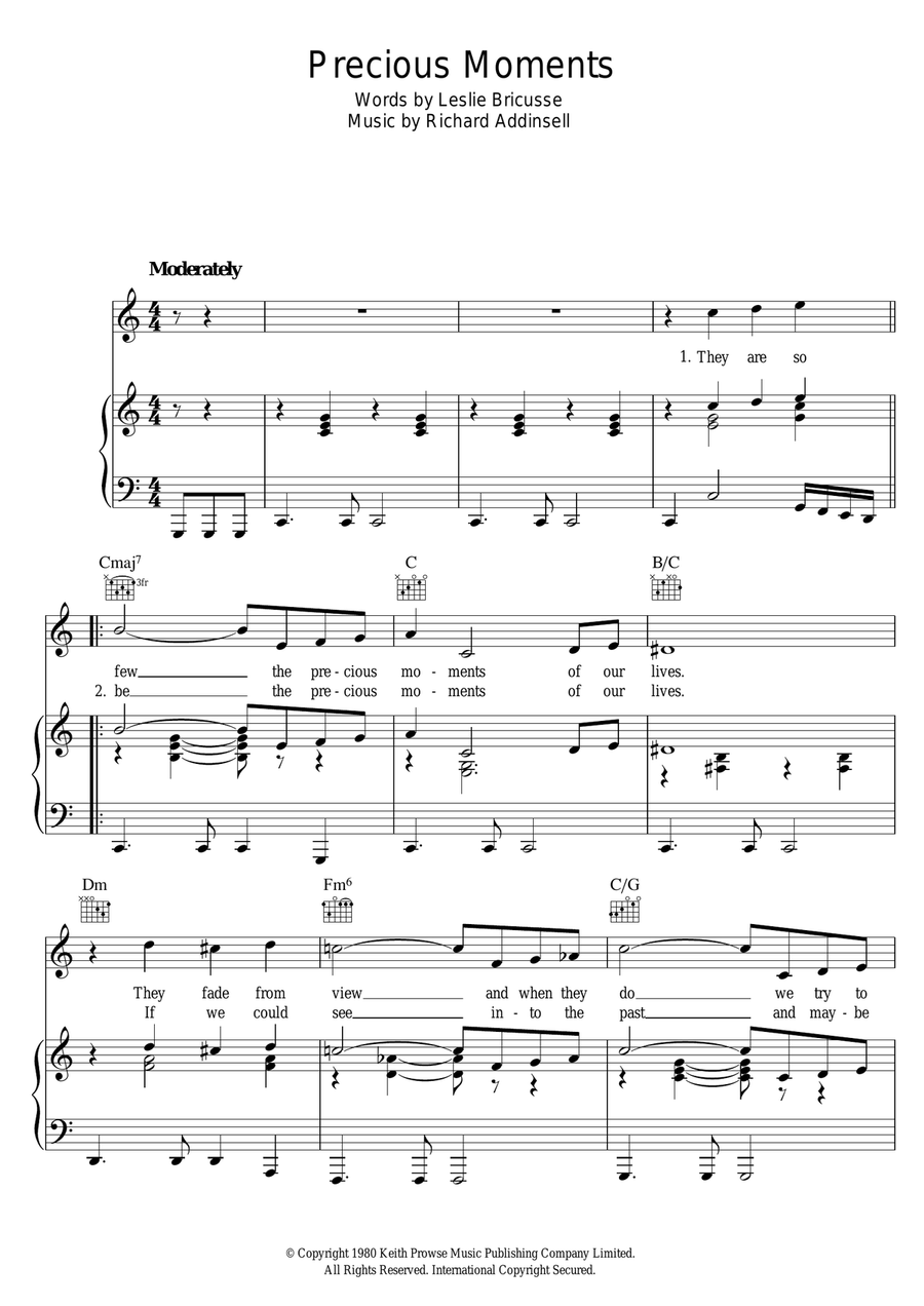 Precious Moments Piano, Vocal scores gallery preview page 1