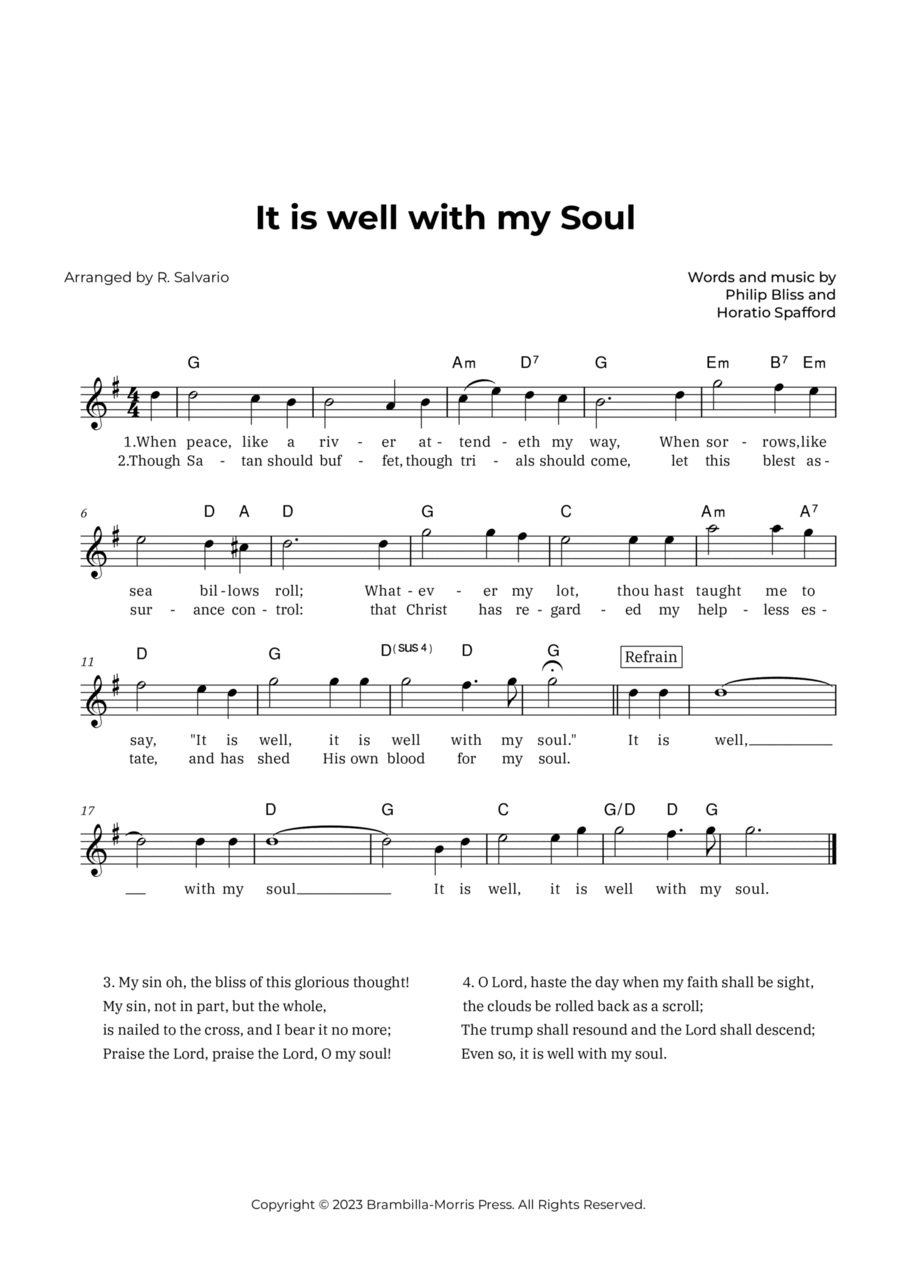 It is Well with My Soul (Key of G Major) Piano scores gallery preview page 1