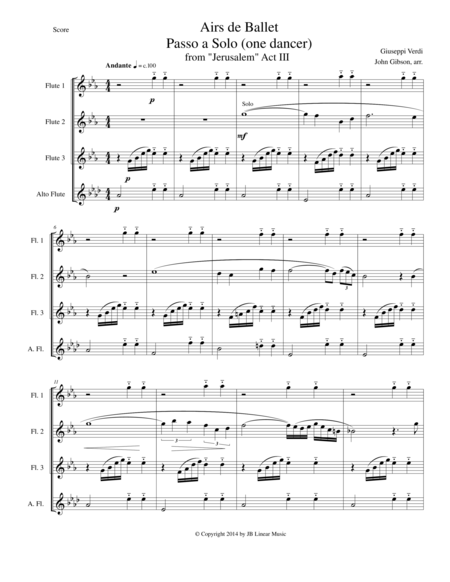 Verdi - Ballet Music for flute quartet (Jerusalem, Act III - Passo a Solo) image number null