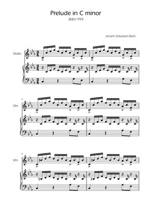 Book cover for Prelude in C minor - BWV 999 - Violin