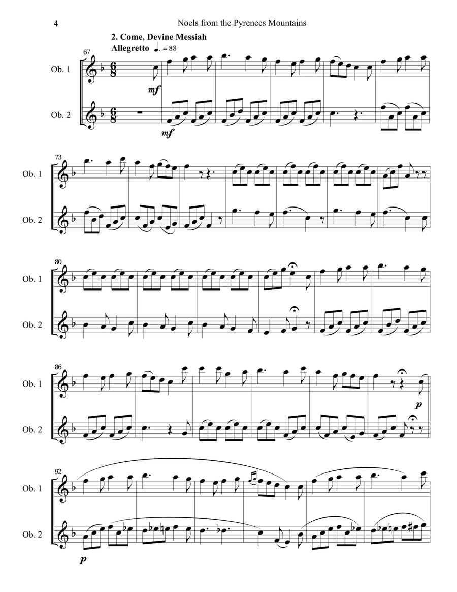 Noels from the Pyrenees Mountains - oboe duet Woodwind Duet scores gallery preview page 4