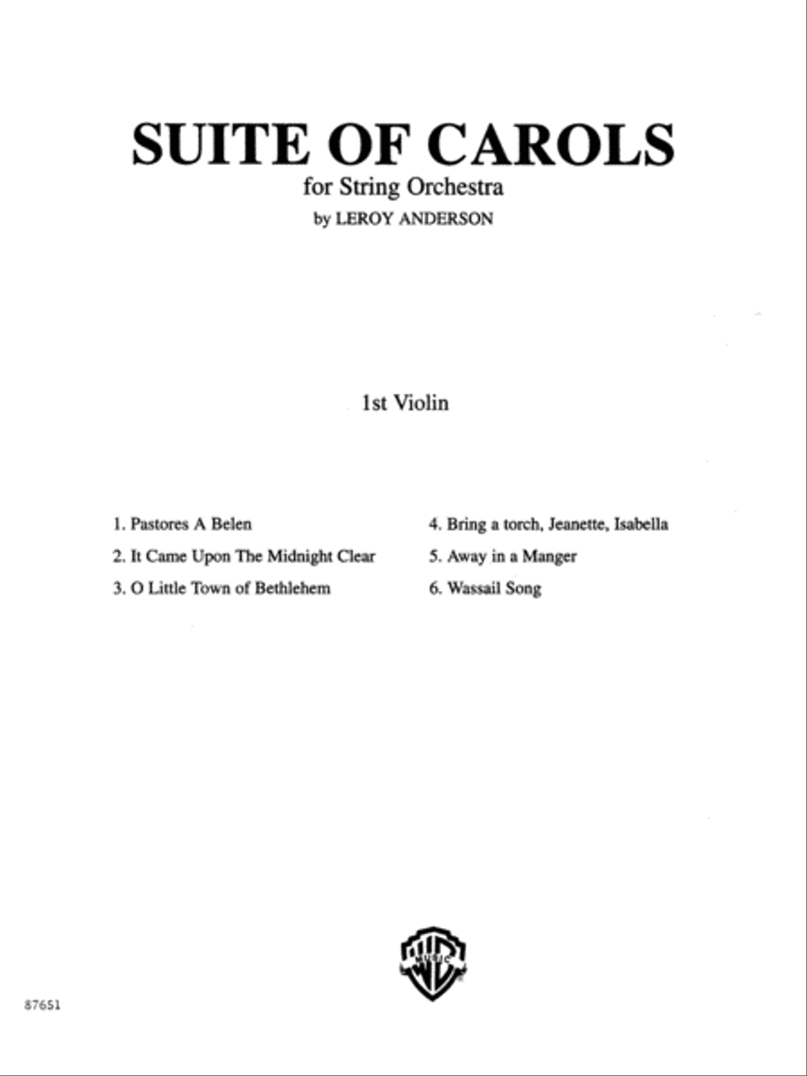 Suite of Carols: 1st Violin String Orchestra scores gallery preview page 1