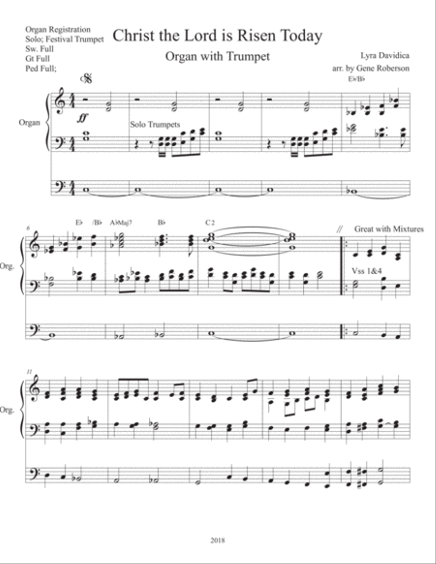 Christ the Lord is Risen Today Organ and Bb Trumpet Trumpet Duet scores gallery preview page 2