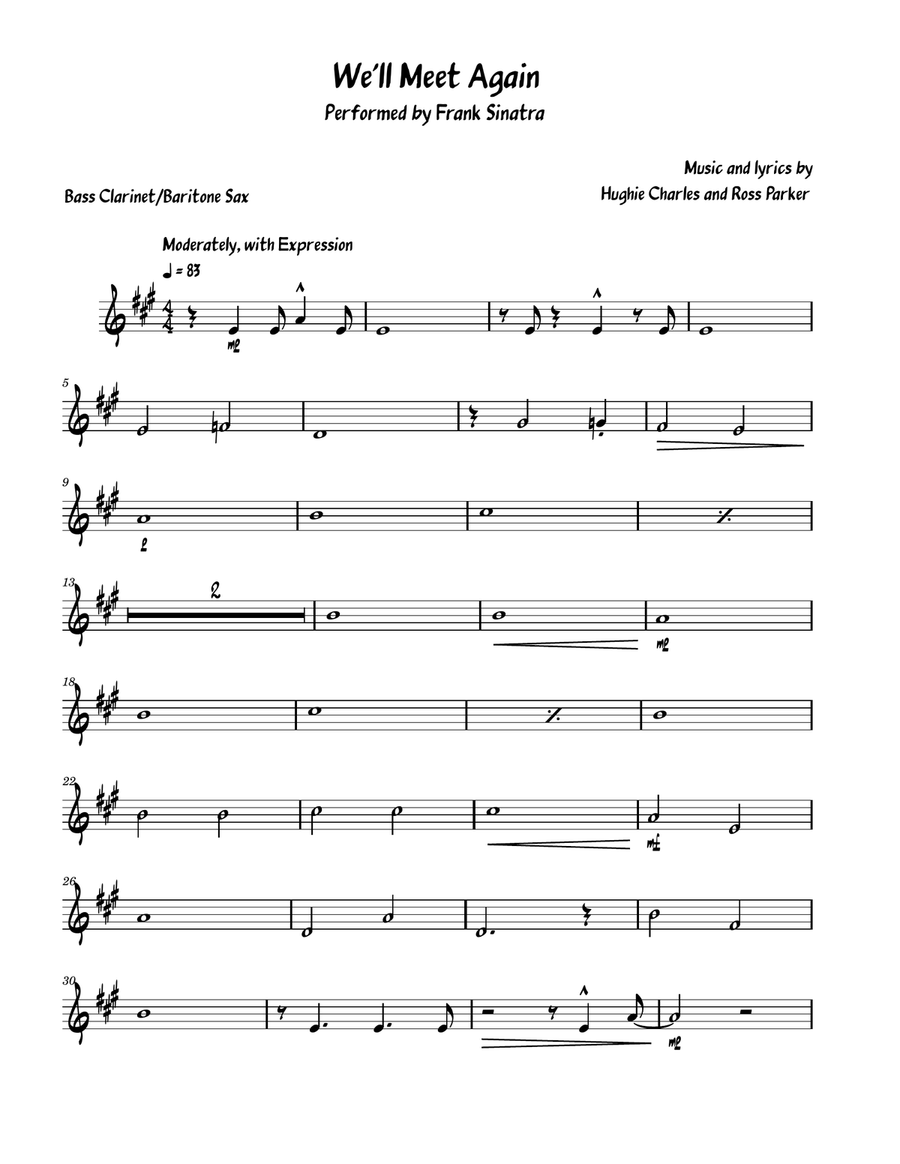 We'll Meet Again We'll Meet Again Bass Clarinet scores gallery preview page 1