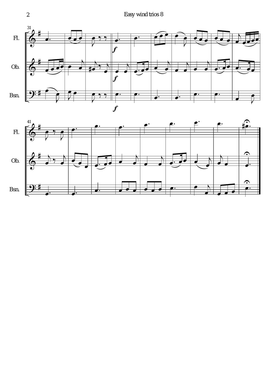 Come live with me for wind trio (flute, oboe, bassoon) Woodwind Trio scores gallery preview page 2