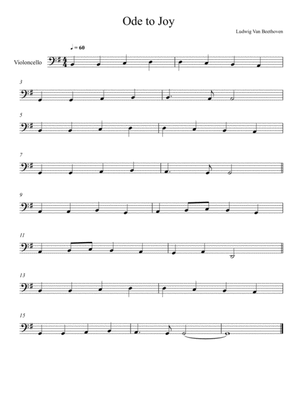 Beethoven - Ode to Joy (Violoncello Solo) Very Easy Version