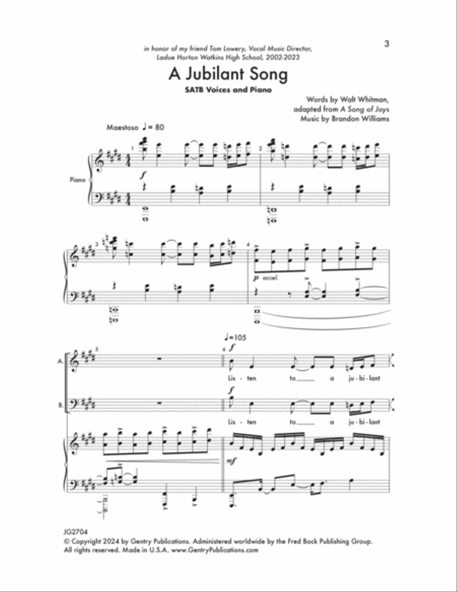 A Jubilant Song A Jubilant Song 4-Part scores gallery preview page 3