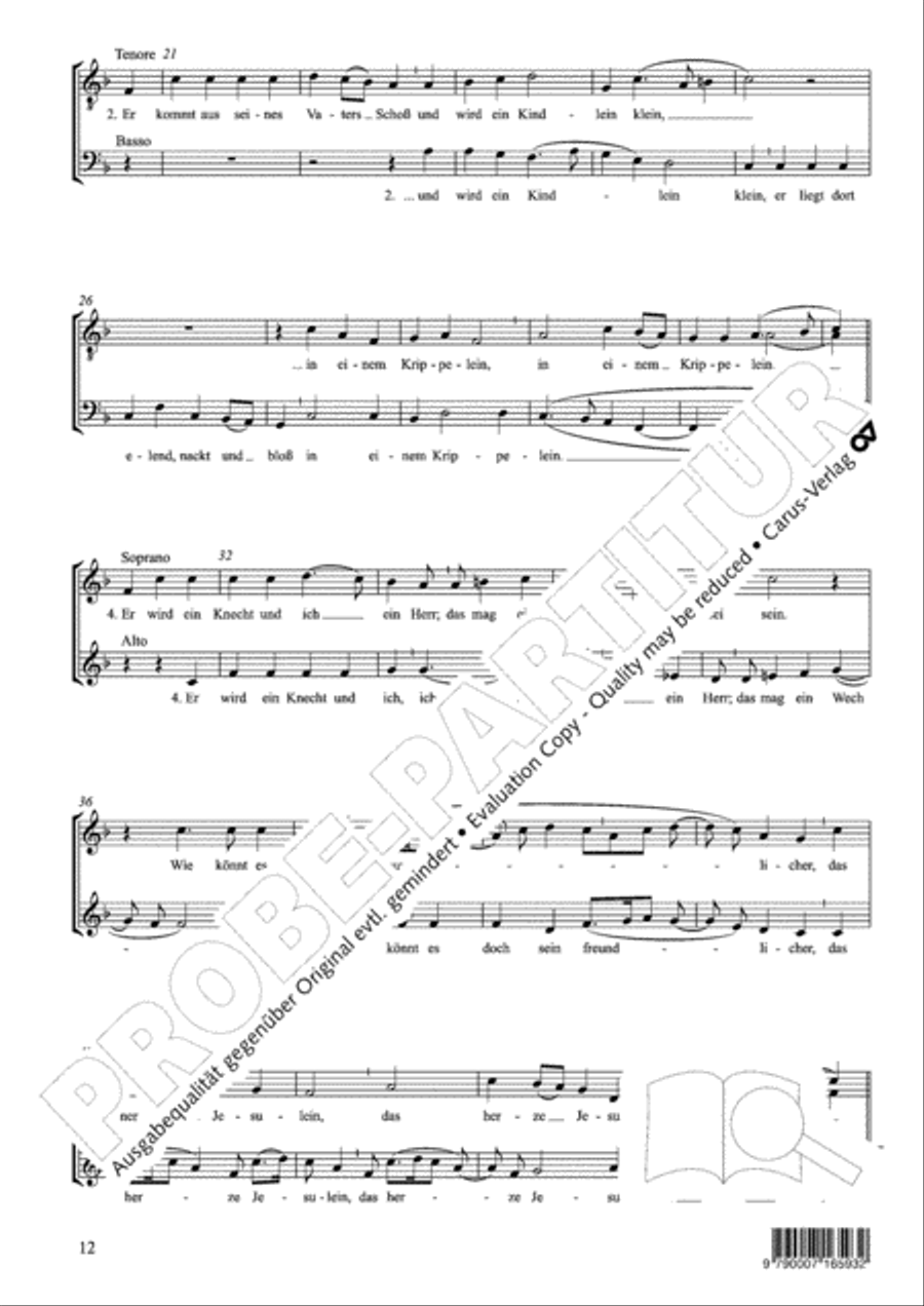 Four Motets for Advent and Christmas (Vier Motetten fur Advent und Weihnachten) 4-Part scores gallery preview page 17