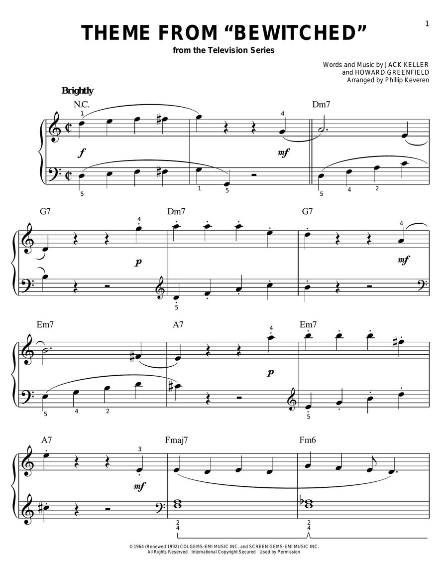 Theme from Bewitched (arr. Phillip Keveren) Easy Piano scores gallery preview page 1