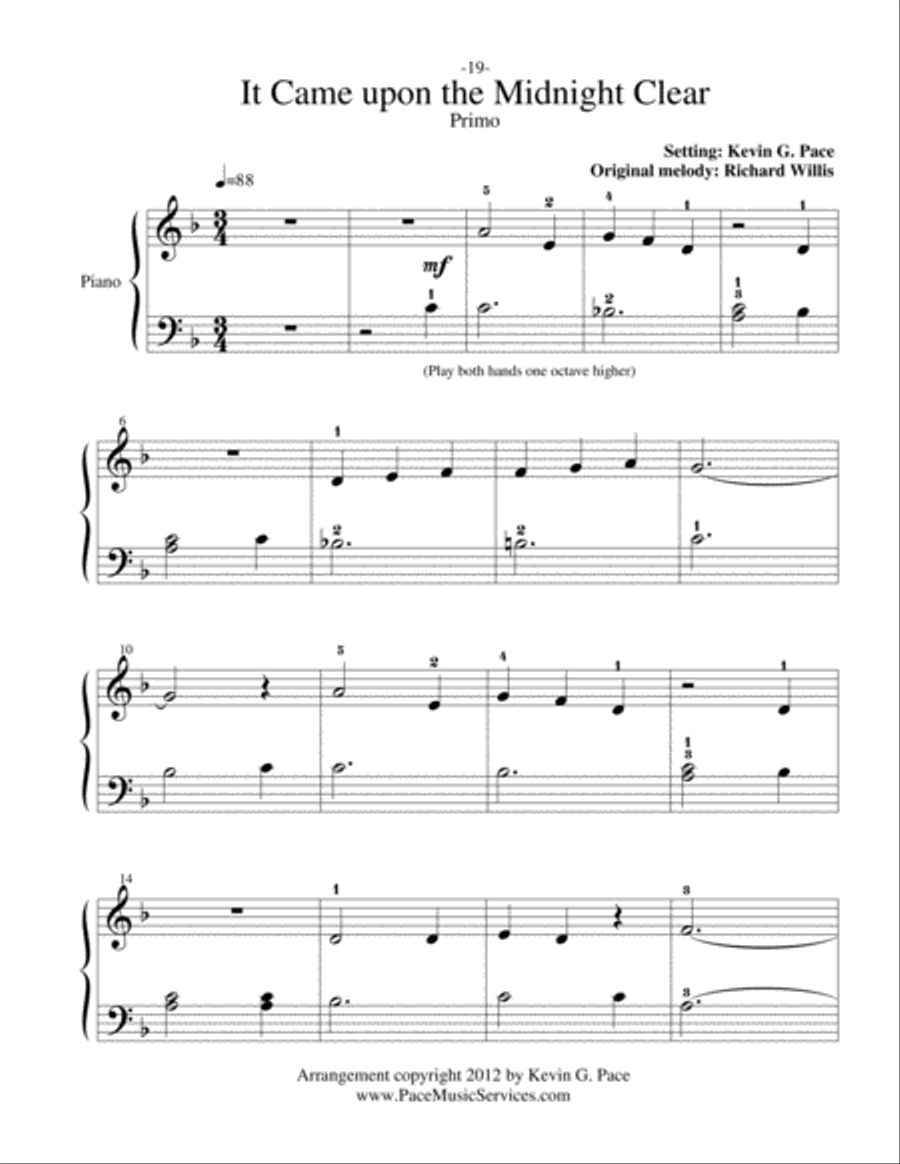 It Came Upon the Midnight Clear - easy piano duet Easy Piano scores gallery preview page 3