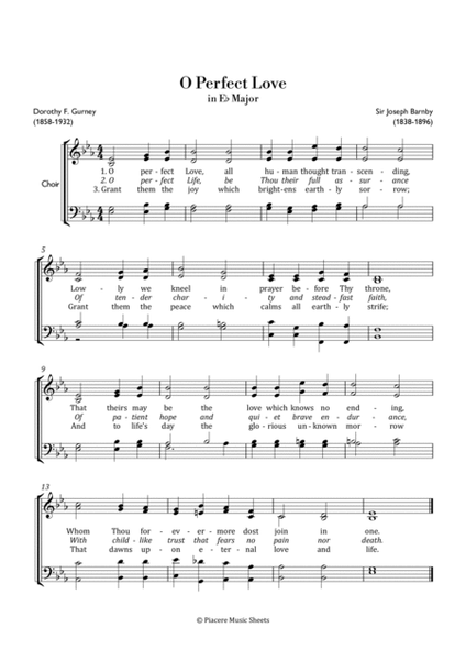 Barnby - O Perfect Love in E Flat Major - Easy image number null