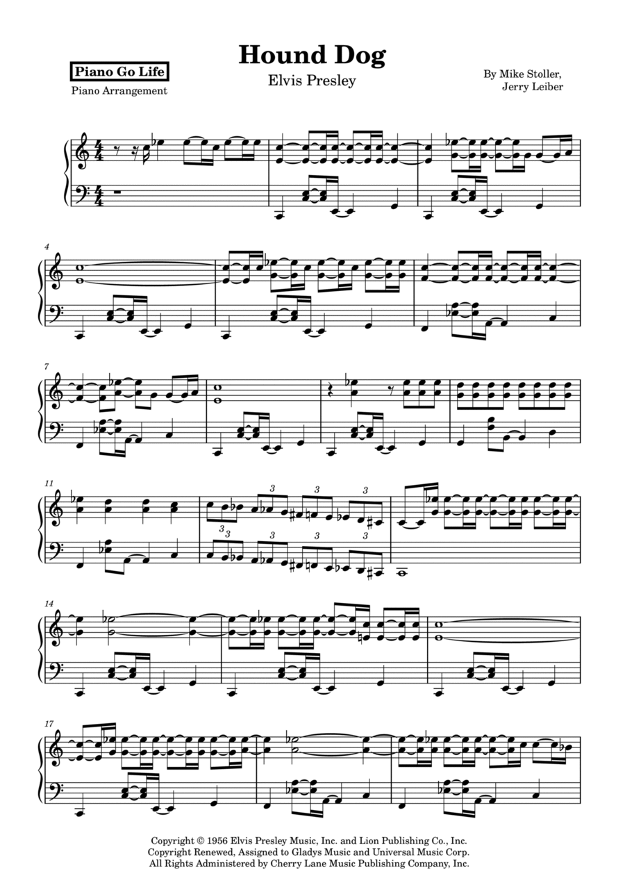 Hound Dog Hound Dog Piano Solo scores gallery preview page 1