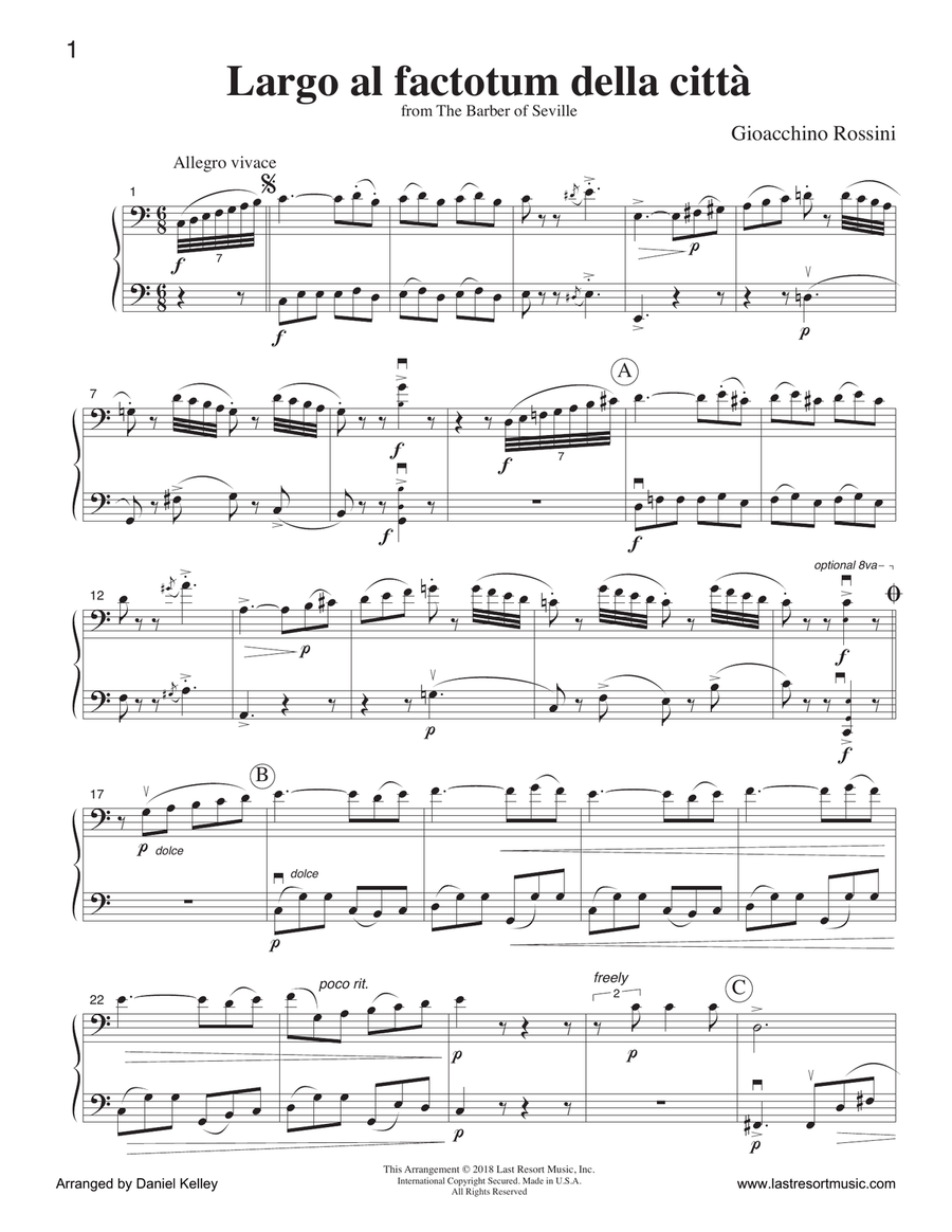 Largo al Factotum from Rossini's Barber of Seville for Duet - Two Cellos or Two Bassoons (or Cello Woodwind Ensemble scores gallery preview page 2