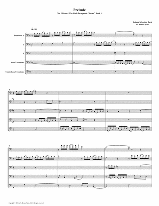 Prelude 23 from Well-Tempered Clavier, Book 1 (Trombone Quintet)