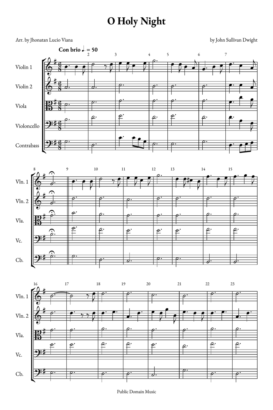 O Holy Night String Quintet scores gallery preview page 1