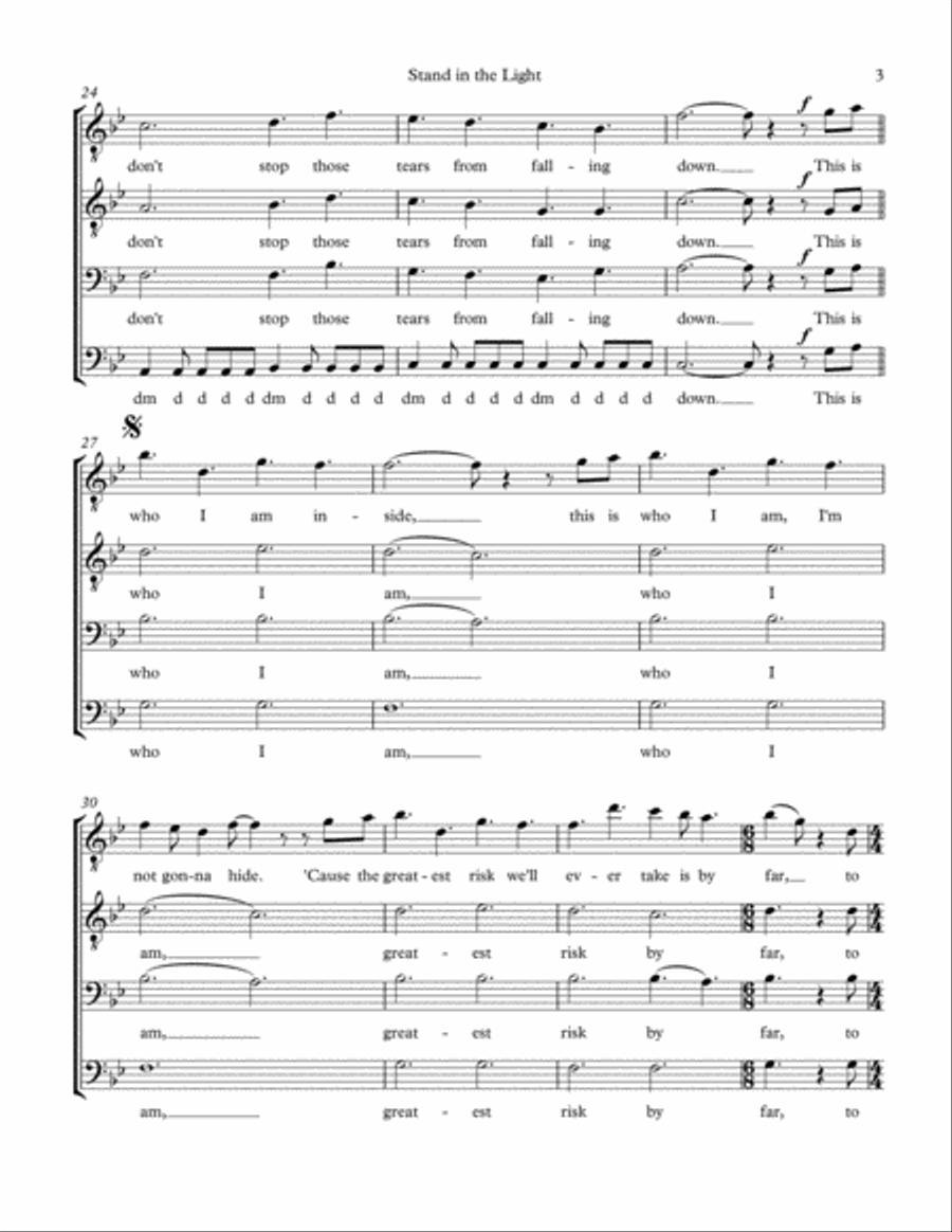 Stand In The Light TTBB scores gallery preview page 3