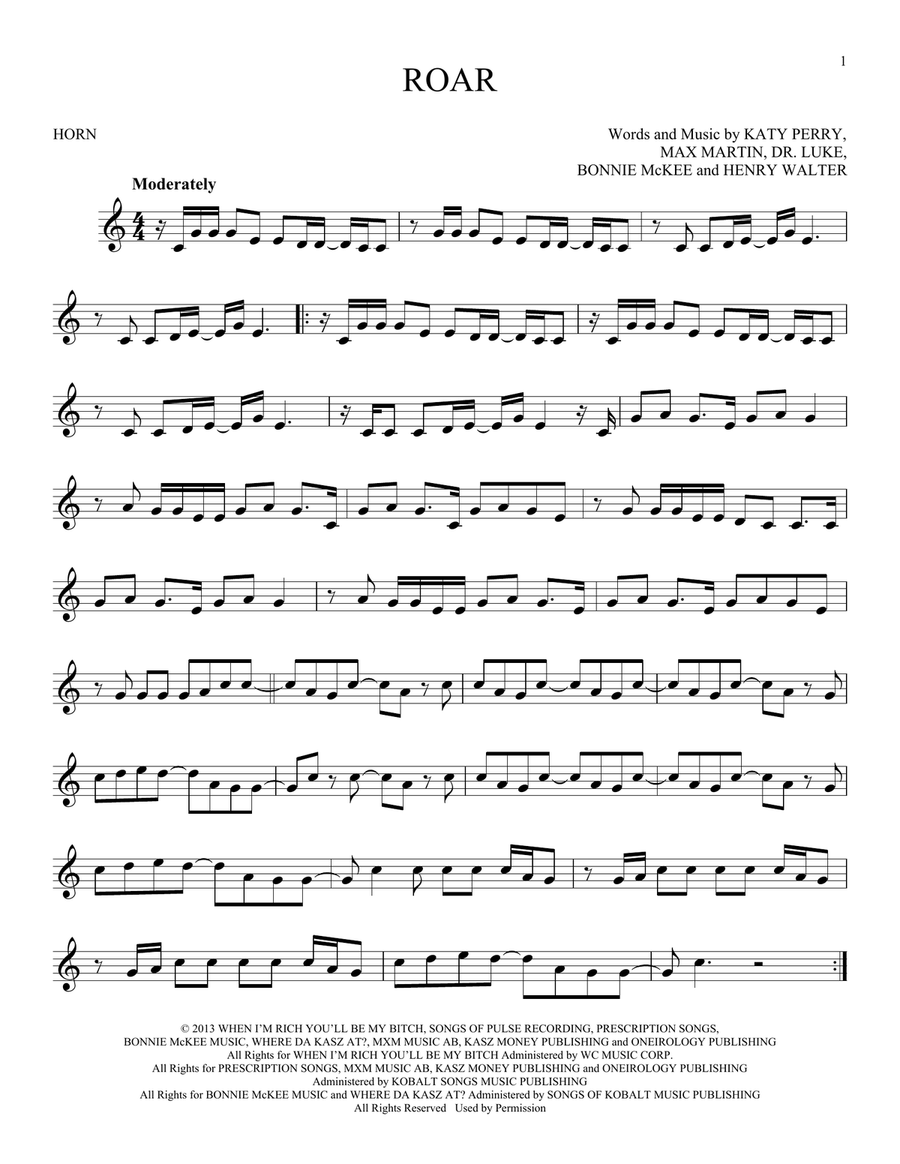 Roar Horn Solo scores gallery preview page 1