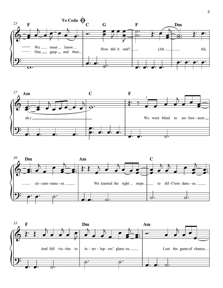 How Did It End? Easy Piano scores gallery preview page 3
