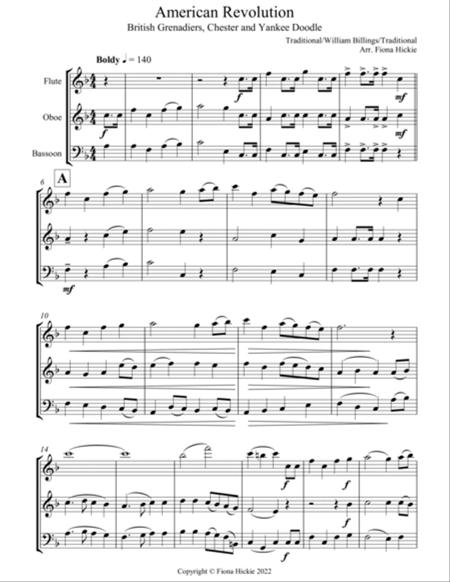 American Revolution Medley Woodwind Trio scores gallery preview page 2