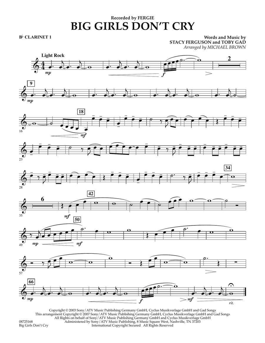 Big Girls Don't Cry - Bb Clarinet 1