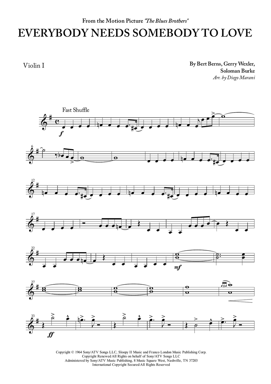 Everybody Needs Somebody To Love String Quartet scores gallery preview page 1