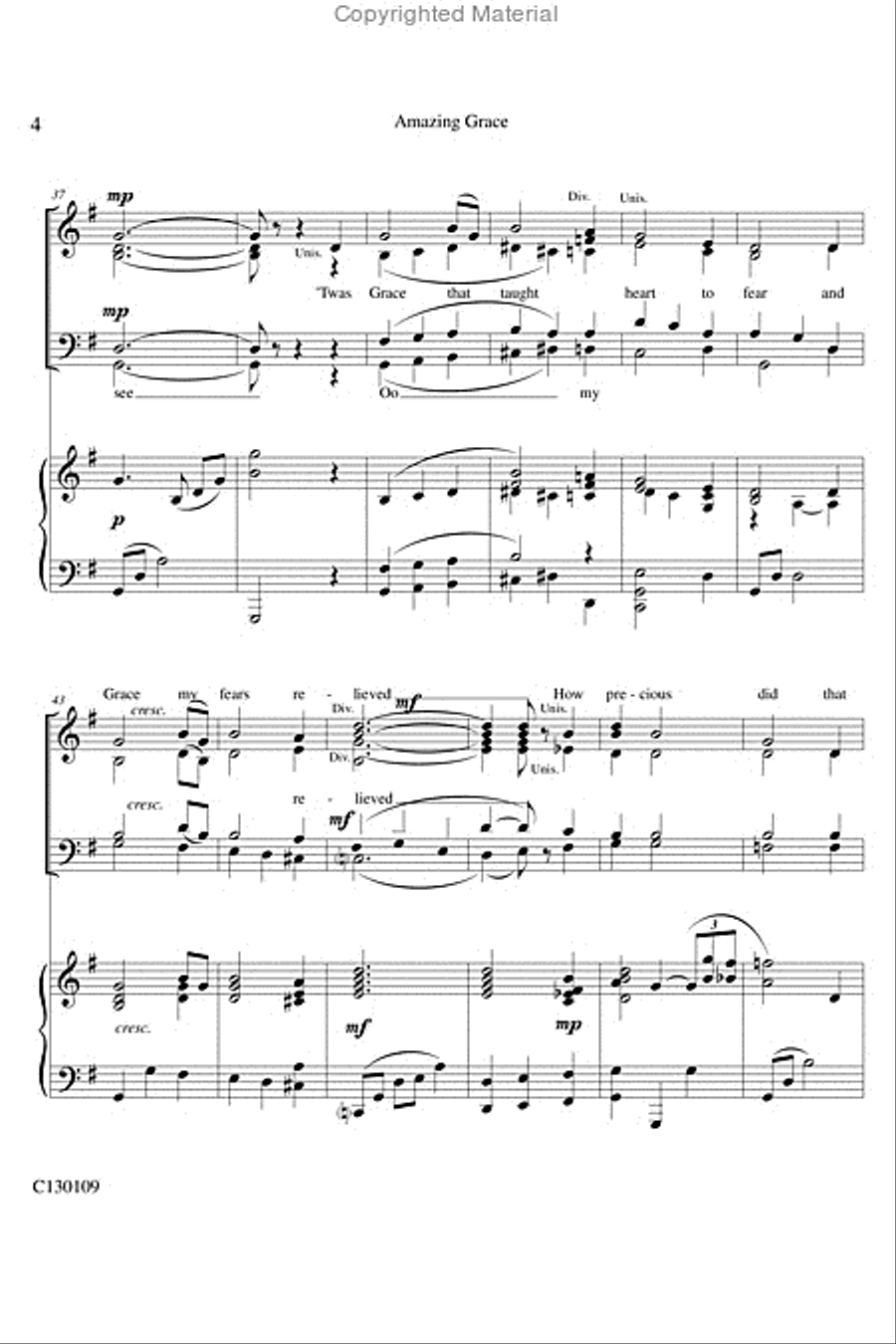 Amazing Grace A Choral Fantasy 4-Part scores gallery preview page 7