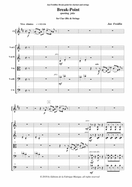 Jan Freidlin: Break-point for clarinet and string orchestra, score and solo part image number null