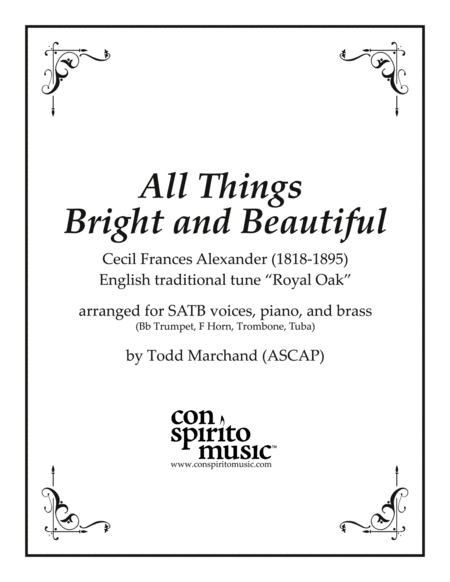 All Things Bright and Beautiful - SATB, piano, brass image number null