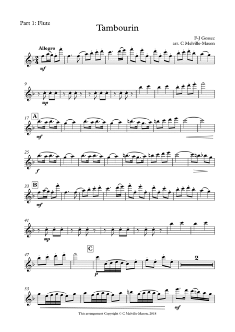 Tambourin (flute, oboe, clarinet trio) Clarinet Trio scores gallery preview page 4