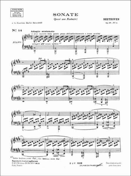 Sonate En Ut Diesis Mineur Op 27 N 2 N 14 Piano