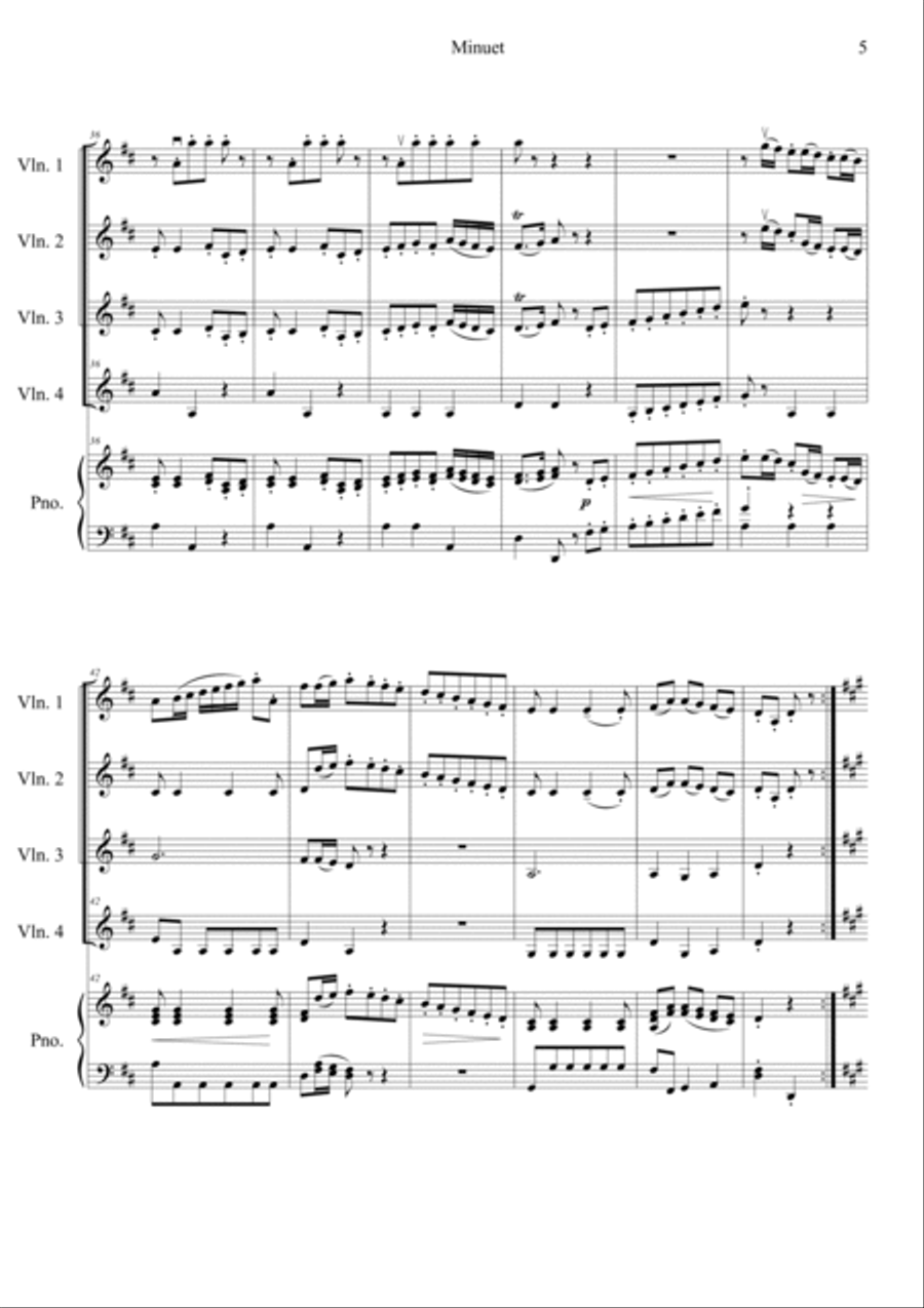 Minuet Violin Solo scores gallery preview page 5