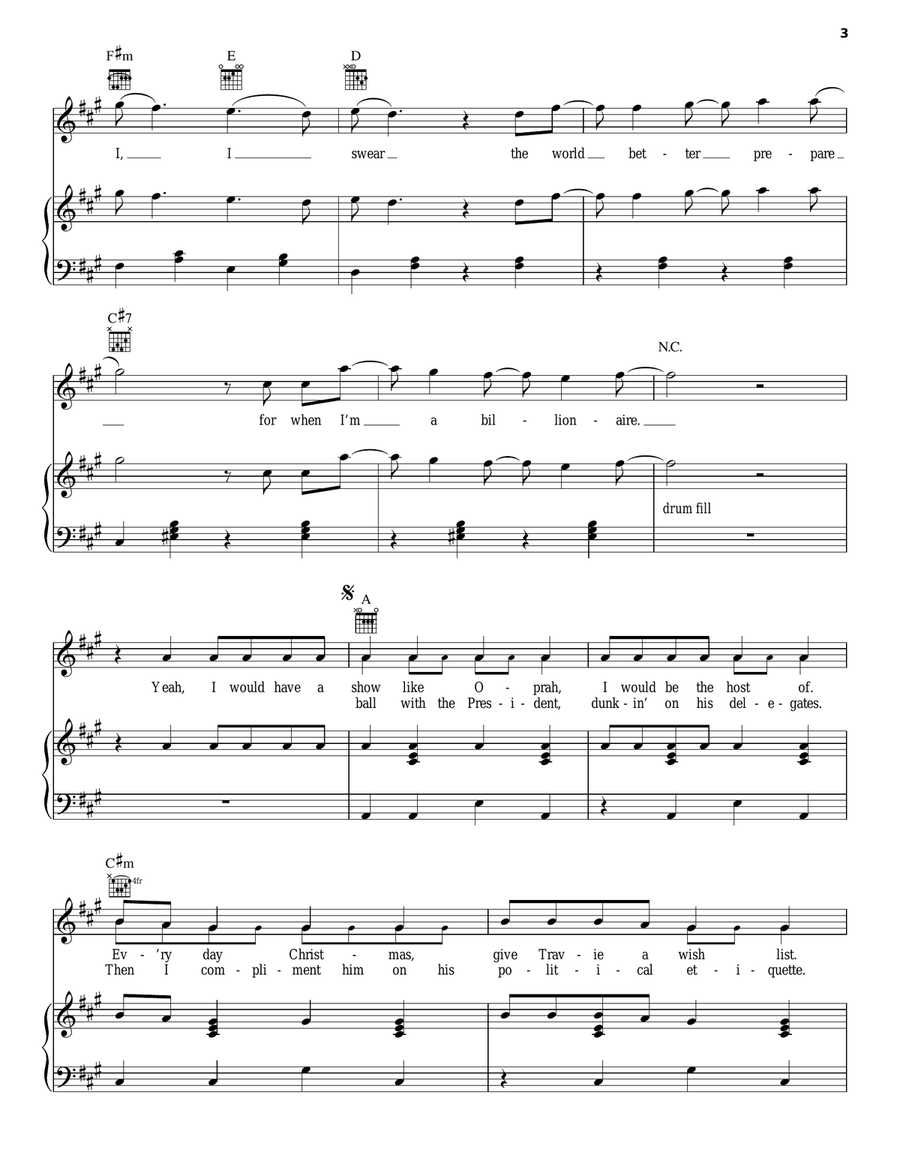 Billionaire Piano, Vocal, Guitar scores gallery preview page 3
