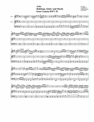 Book cover for Aria: Halleluja, Stärk' und Macht from Cantata BWV 29 (arrangement for violin and organ)